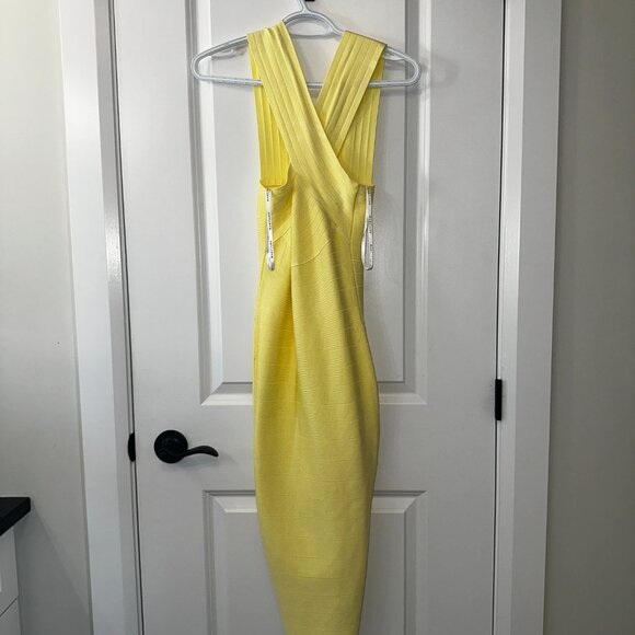 Marciano Yellow Bandage Cross-Neck Midi Dress – Size S - Picture 2 of 6